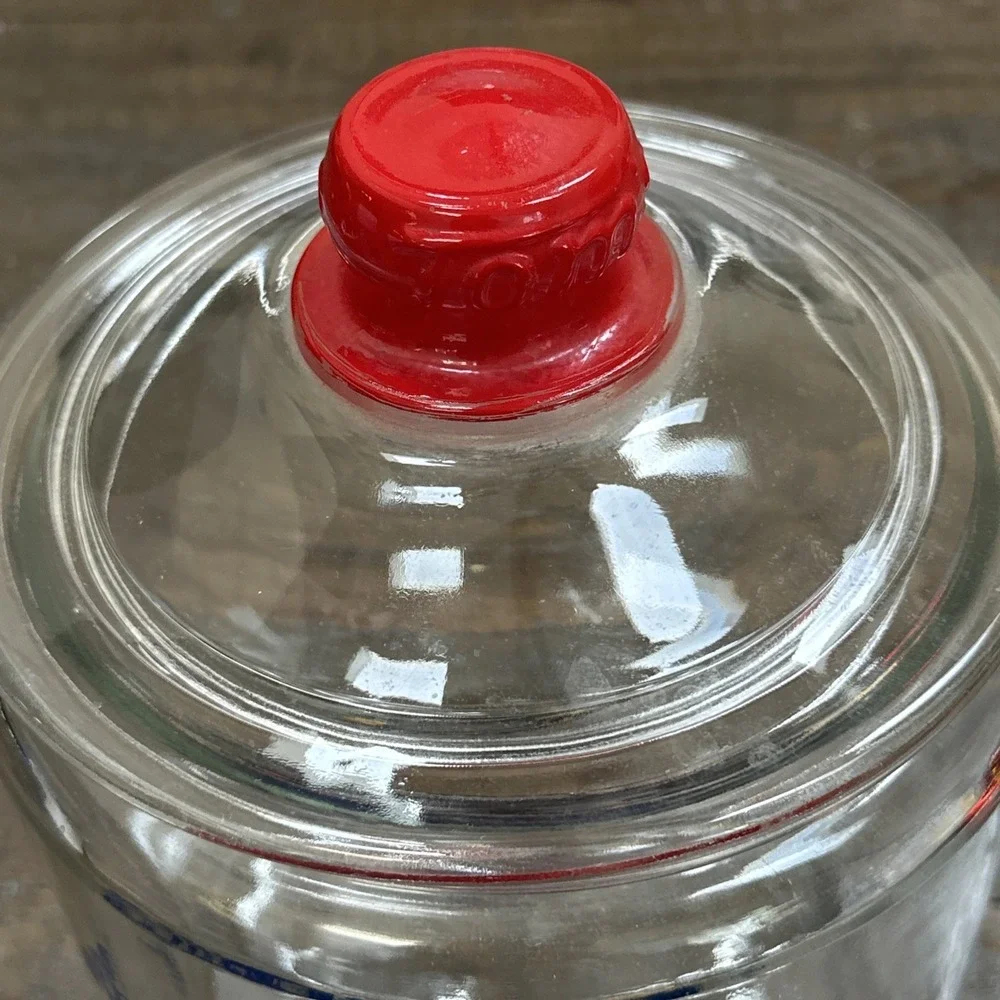 VTG Tom's Toasted Peanuts Advertising Glass Jar Embossed Lid 8